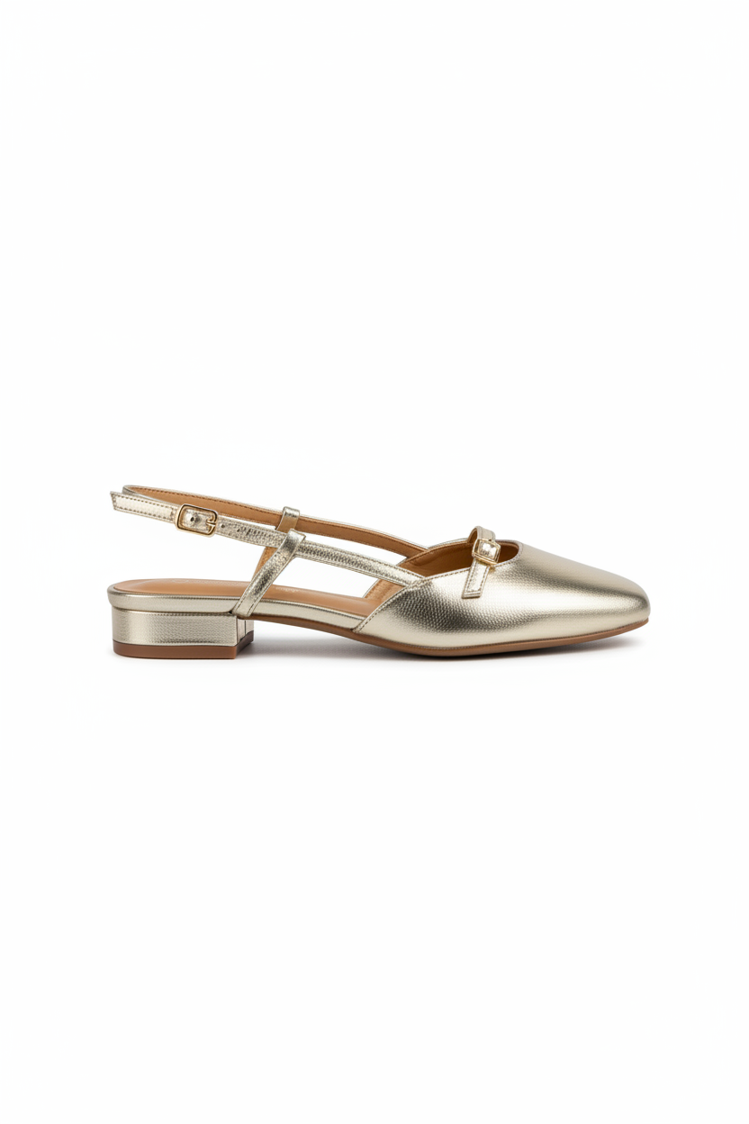 Bailarinas Gold 15042 Hebilla Slingback Mary Jane Tacón Bajo Zoé Brand Costa Rica