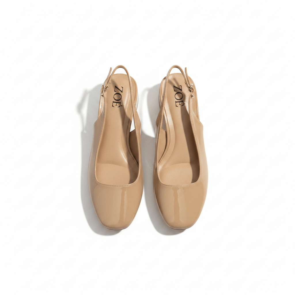 Bailarinas Beige Charol 15077 Tacón Bajo Slingback de mujer Zoé Brand Costa Rica - Calzado 365