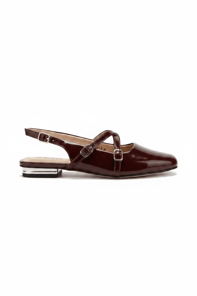 Bailarinas Burgundy 15075 Hebilla Slingback Tacón Bajo de mujer Zoé Brand Costa Rica - Calzado 365