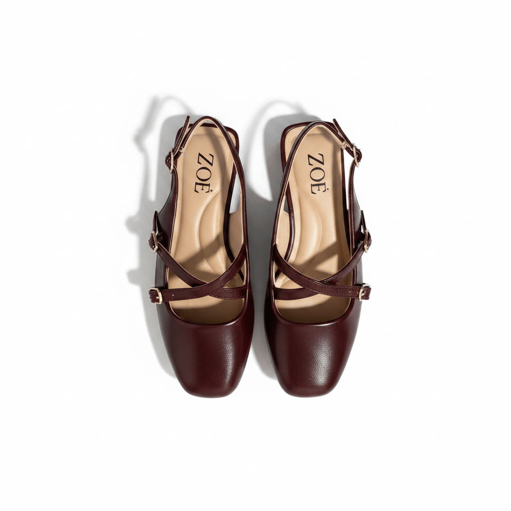 Bailarinas Burgundy 15075 Hebilla Slingback Tacón Bajo de mujer Zoé Brand Costa Rica - Calzado 365