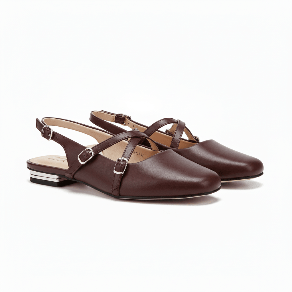 Bailarinas Burgundy 15075 Hebilla Slingback Tacón Bajo de mujer Zoé Brand Costa Rica - Calzado 365