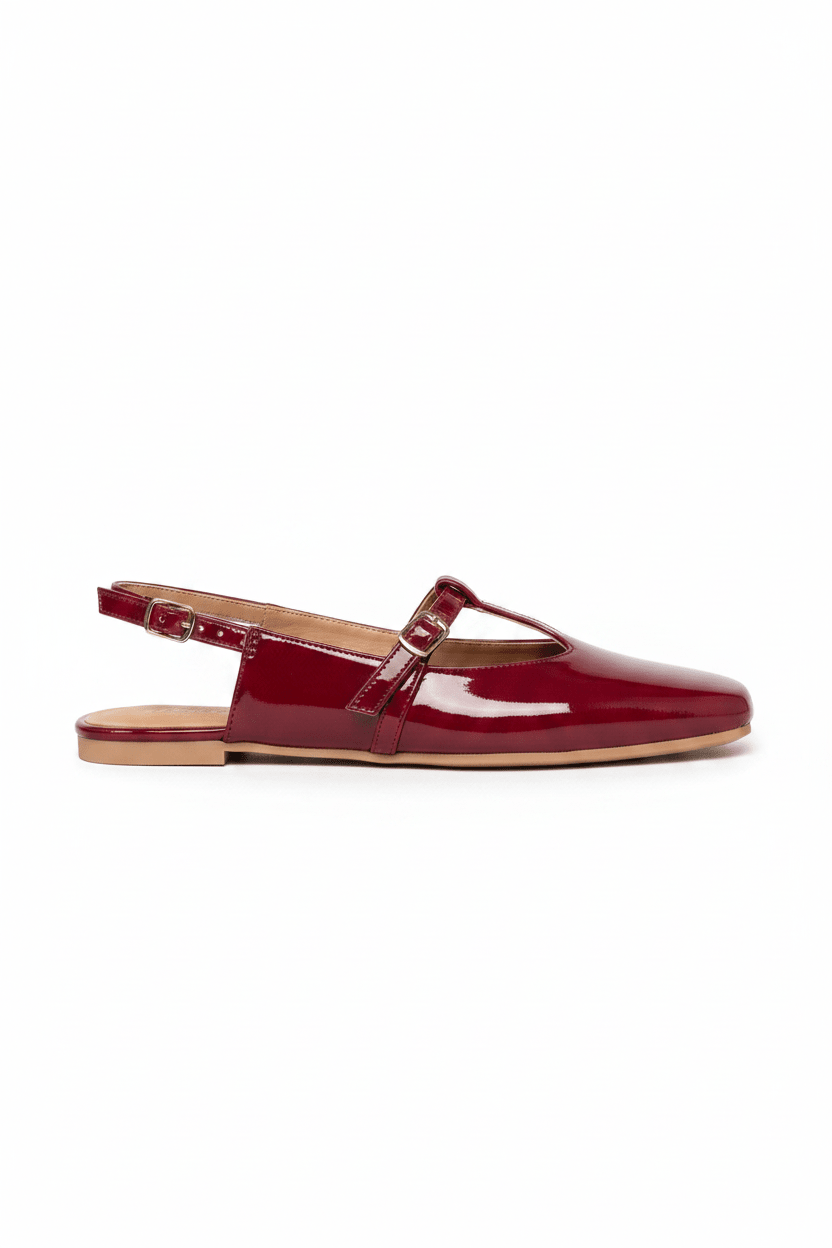 Bailarinas Burgundy Charol 14456 Hebilla Slingback de mujer Victoria Ferreira Costa Rica - Calzado 365