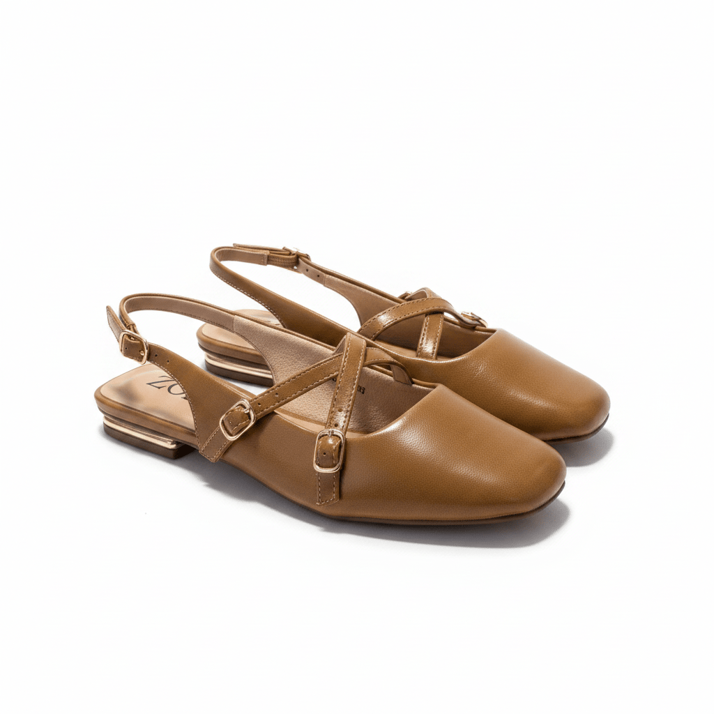 Bailarinas Camel 15074 Hebilla Slingback Tacón Bajo de mujer Zoé Brand Costa Rica - Calzado 365