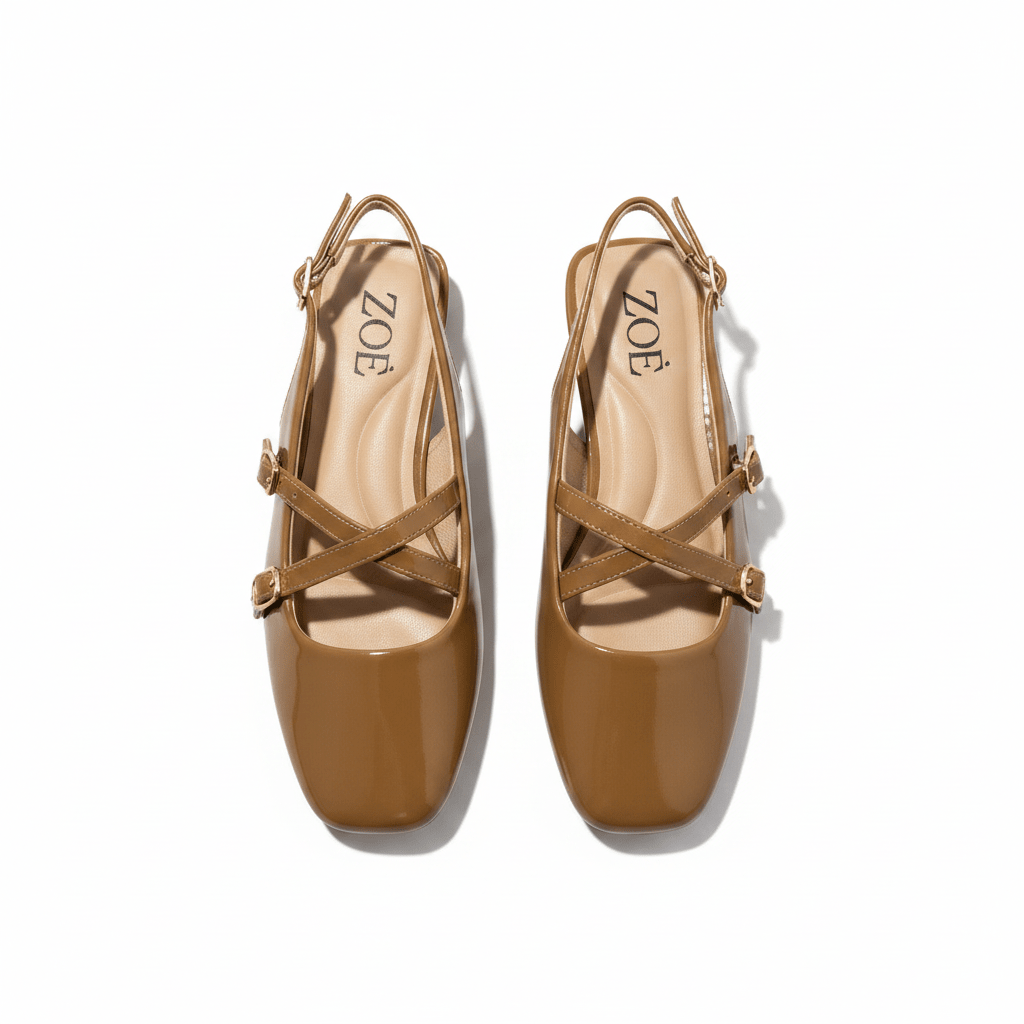 Bailarinas Camel 15074 Hebilla Slingback Tacón Bajo de mujer Zoé Brand Costa Rica - Calzado 365