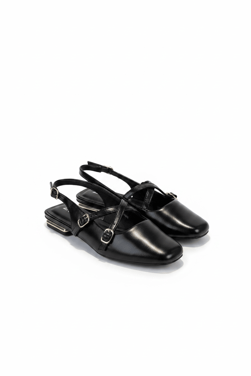 Bailarinas Negro 15073 Hebilla Slingback Tacón Bajo de mujer Zoé Brand Costa Rica - Calzado 365