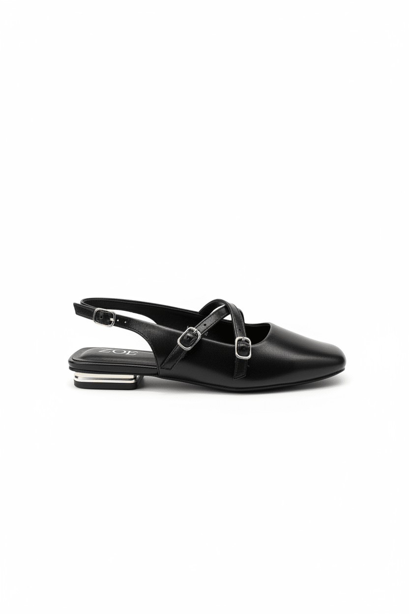 Bailarinas Negro 15073 Hebilla Slingback Tacón Bajo de mujer Zoé Brand Costa Rica - Calzado 365