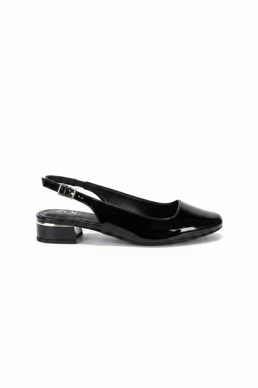 Bailarinas Negro Charol 15076 Tacón Bajo Slingback de mujer Zoé Brand Costa Rica - Calzado 365