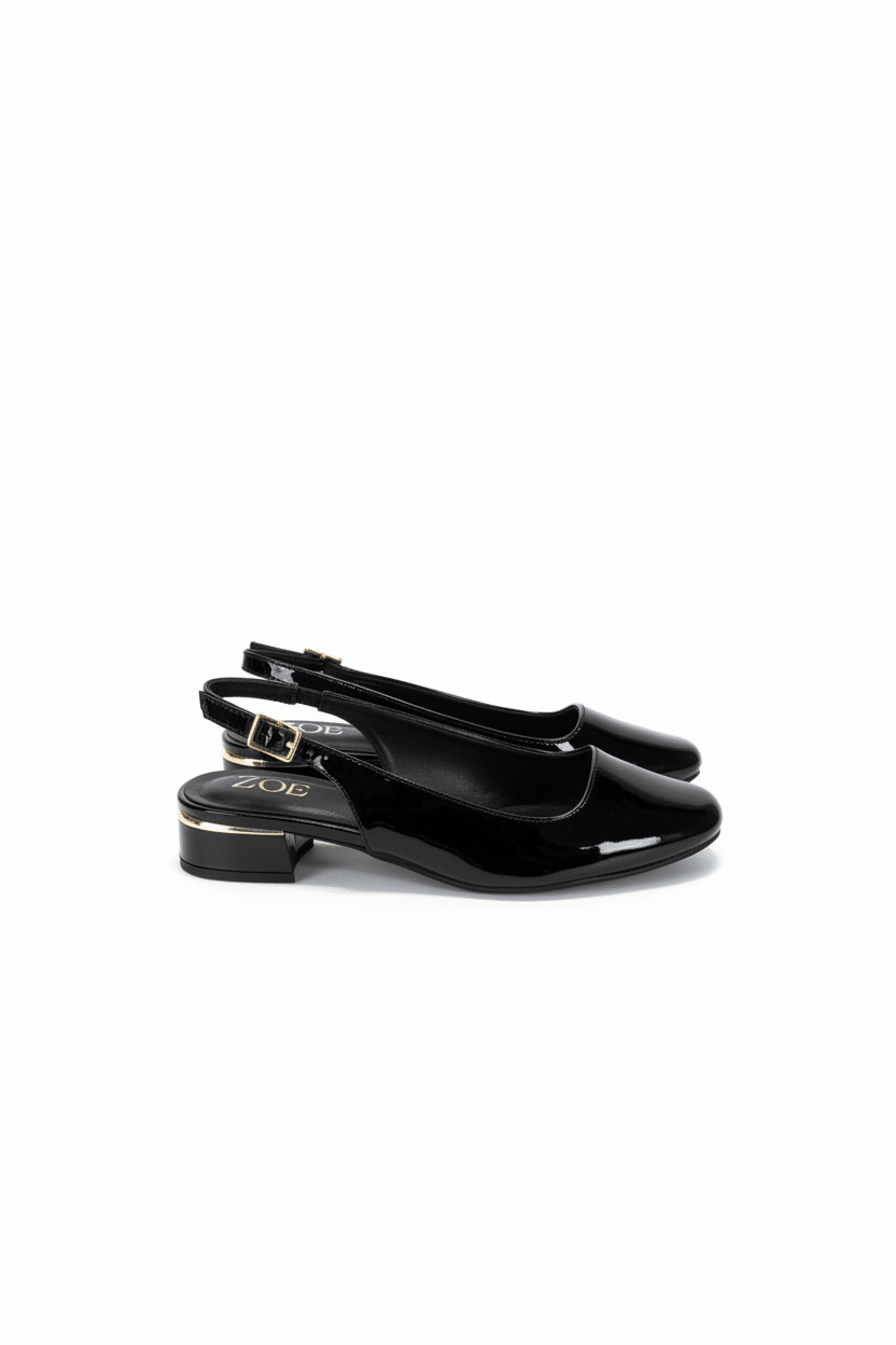 Bailarinas Negro Charol 15076 Tacón Bajo Slingback de mujer Zoé Brand Costa Rica - Calzado 365