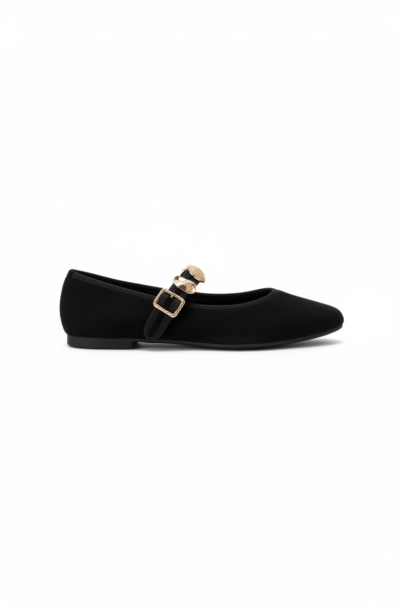 Bailarinas Negro Gamuza 15046 Hebilla Casual de mujer Costa Rica - Calzado 365