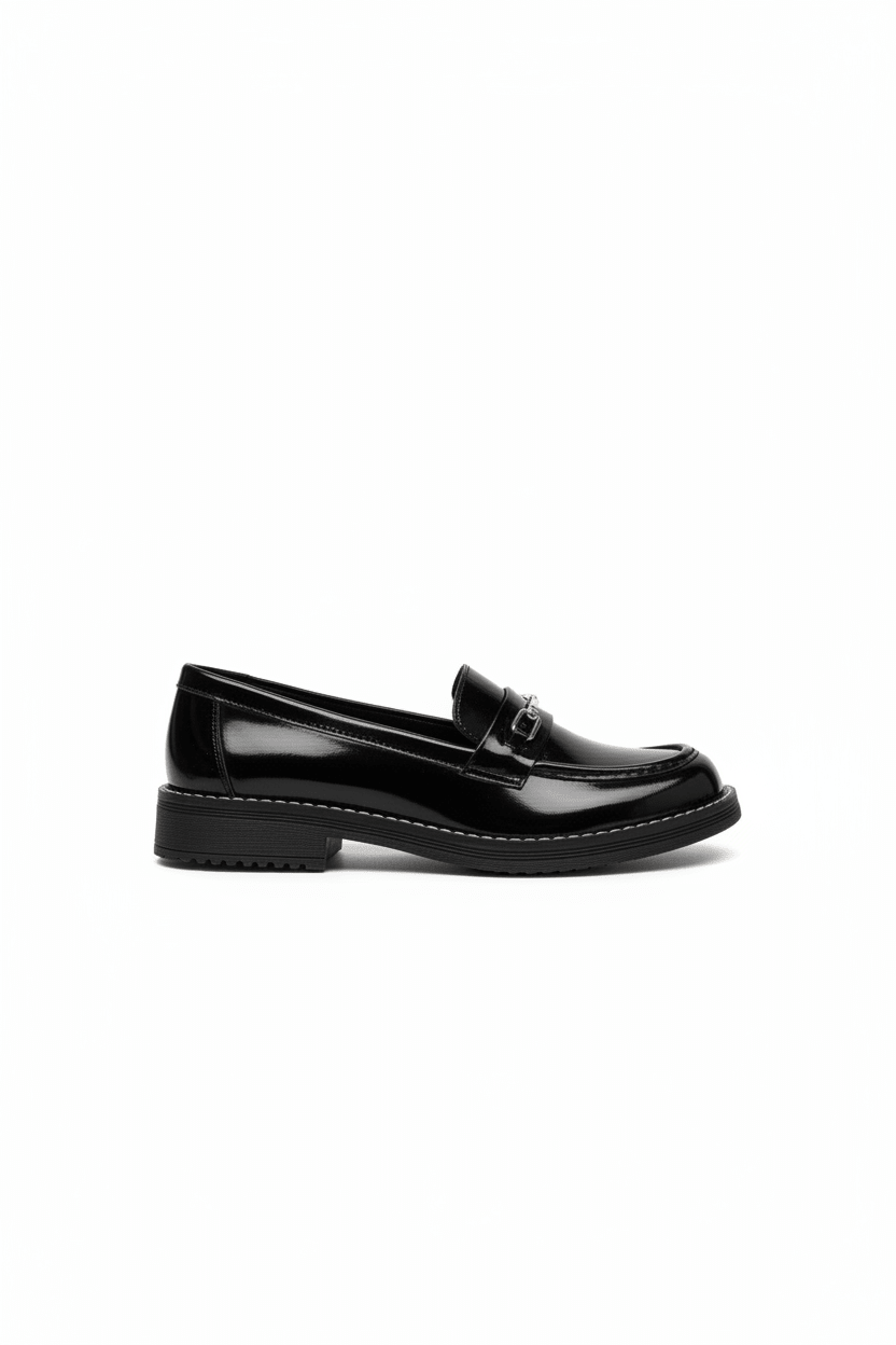 Mocasines Negro Charol 15030 Hebilla Tacón Bajo Clásico Zoé Brand Costa Rica - Calzado 365