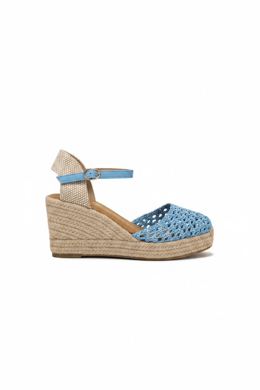 Sandalias Azul Cuña 15130 Hebilla Correa de mujer Costa Rica - Calzado 365