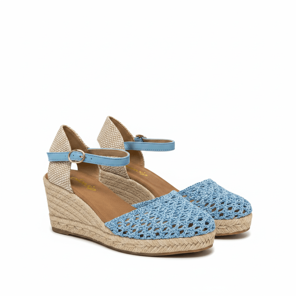 Sandalias Azul Cuña 15130 Hebilla Correa de mujer Costa Rica - Calzado 365