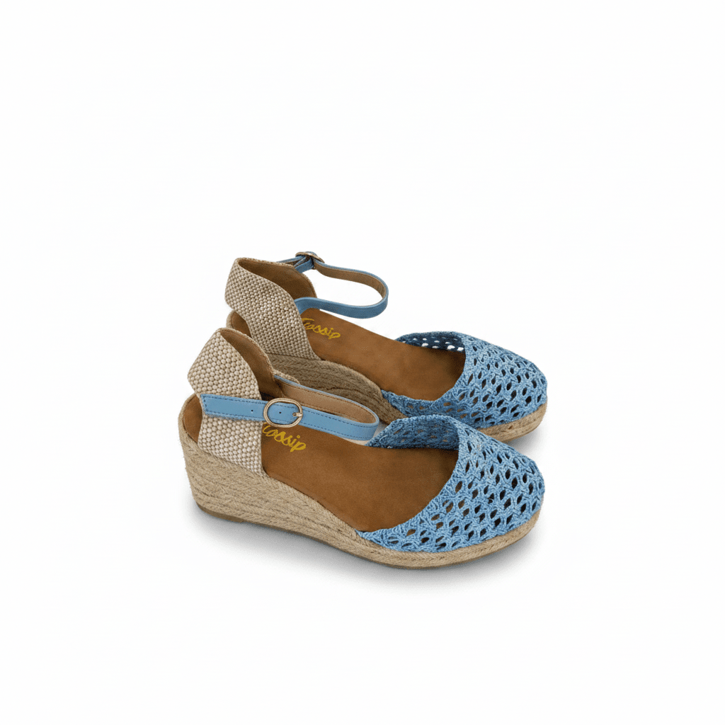 Sandalias Azul Cuña 15130 Hebilla Correa de mujer Costa Rica - Calzado 365