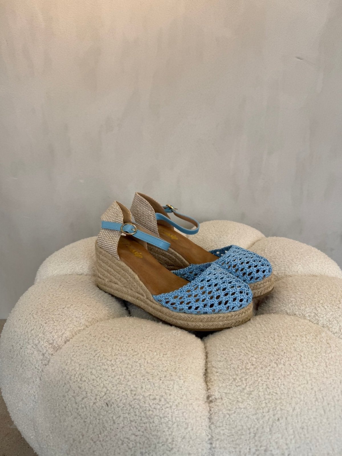 Sandalias Azul Cuña 15130 Hebilla Correa de mujer Costa Rica - Calzado 365
