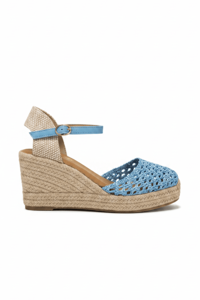 Sandalias Azul Cuña 15130 Yute Hebilla Correa Casual de mujer Gossip Costa Rica - Calzado 365
