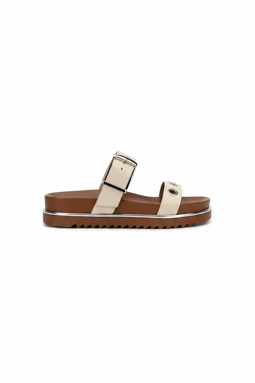 Sandalias Beige 14969 Hebillas Casual de mujer Calzado 365 Costa Rica - Calzado 365