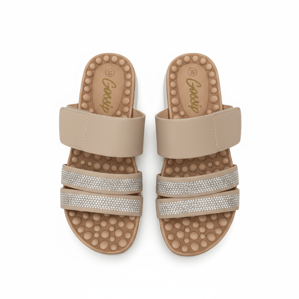 Sandalias Beige 15149 Brillos Correa Casual de mujer Costa Rica - Calzado 365