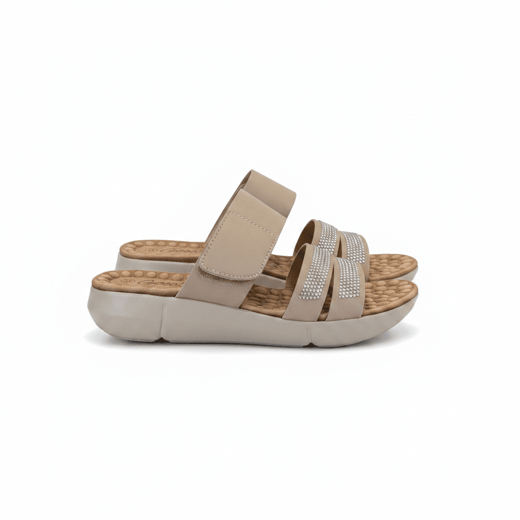 Sandalias Beige 15149 Brillos Correa Casual de mujer Costa Rica - Calzado 365