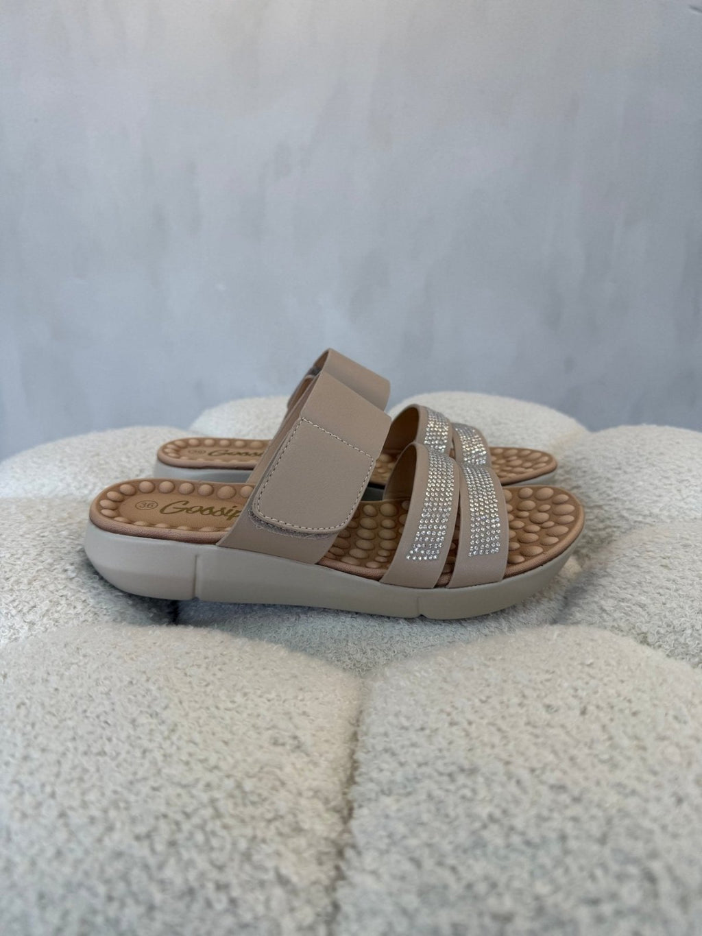 Sandalias Beige 15149 Brillos Correa Casual de mujer Costa Rica - Calzado 365