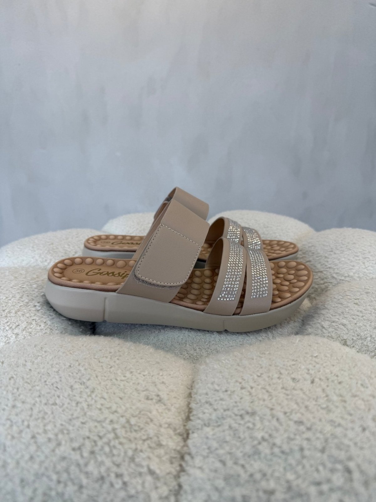 Sandalias Beige 15149 Brillos Correa Casual de mujer Costa Rica - Calzado 365