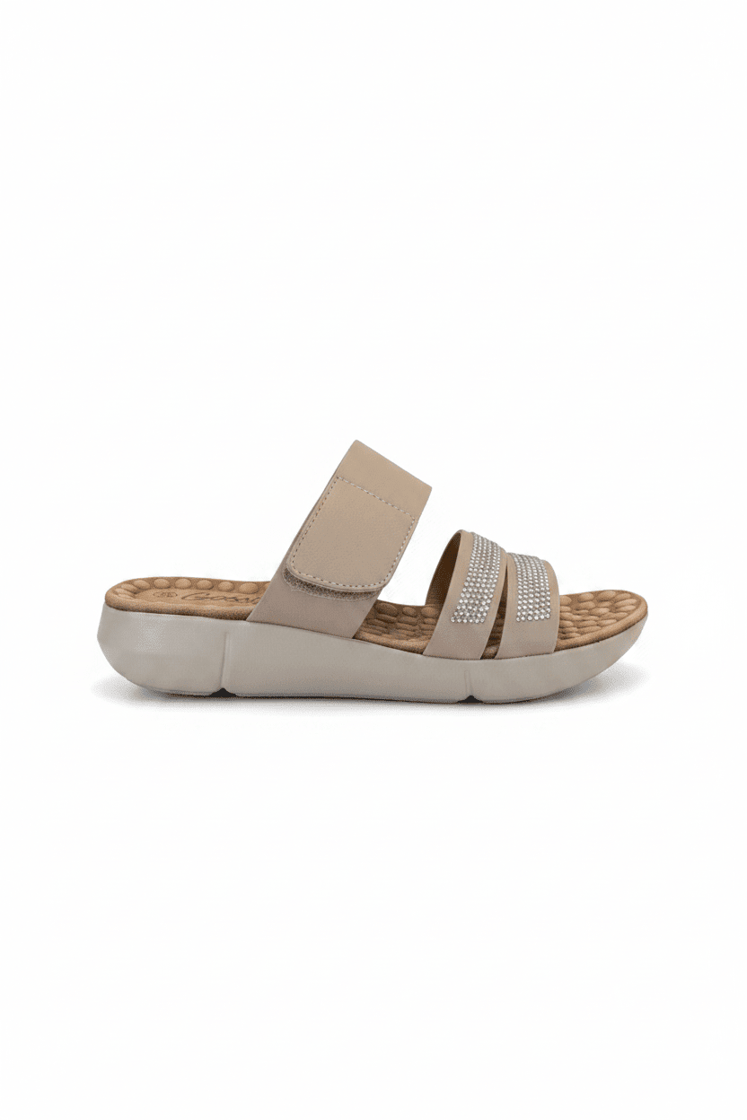Sandalias Beige 15149 Brillos Correa Casual de mujer Costa Rica - Calzado 365