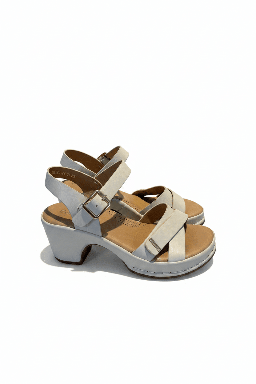 Sandalias Beige Cuña 15122 Hebilla Correa Casual de mujer Costa Rica - Calzado 365