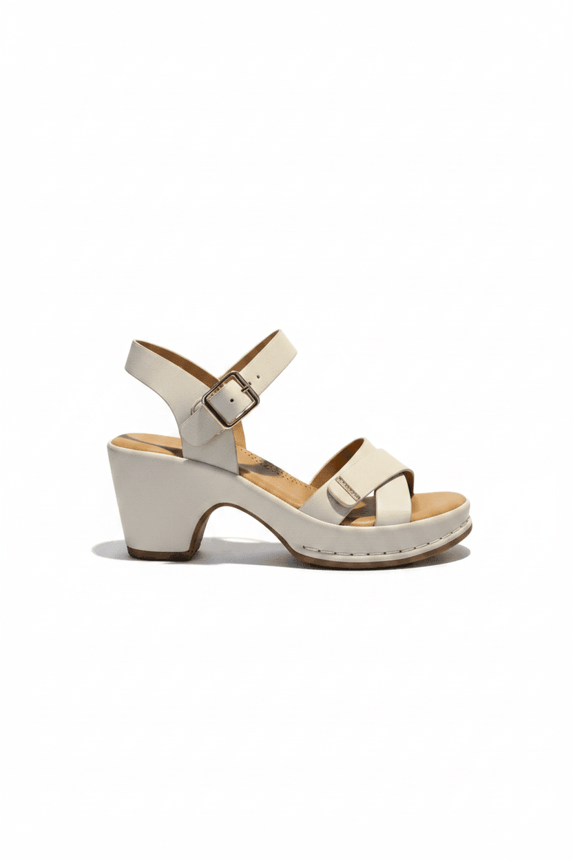 Sandalias Beige Cuña 15122 Hebilla Correa Casual de mujer Costa Rica - Calzado 365