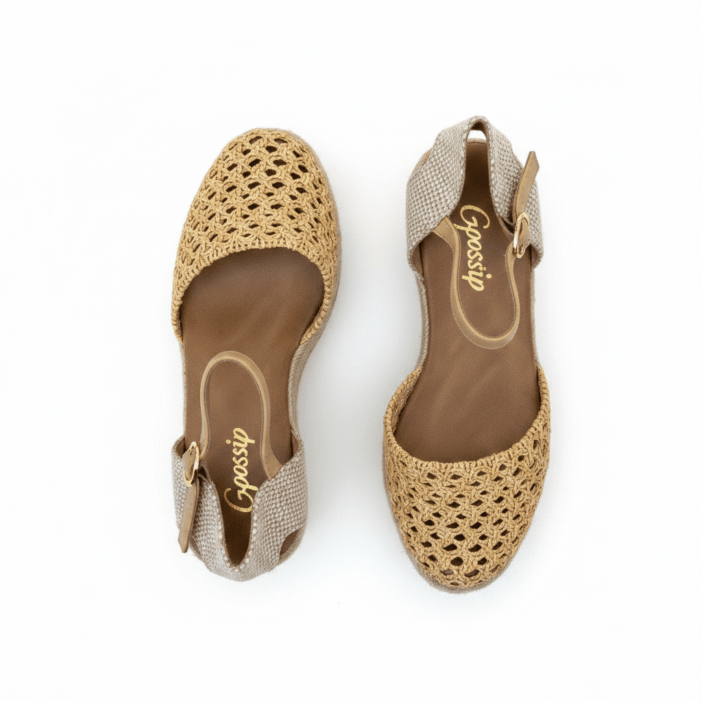 Sandalias Beige Cuña 15131 Hebilla Correa de mujer Costa Rica - Calzado 365