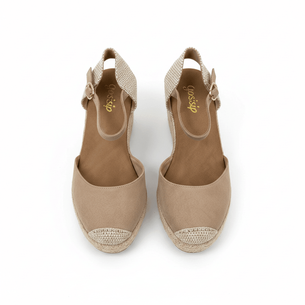 Sandalias Beige Cuña 15133 Hebilla Correa de mujer Costa Rica - Calzado 365