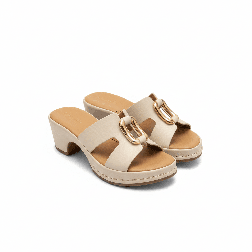 Sandalias Beige Tacón Medio 15124 Casual de mujer Costa Rica - Calzado 365