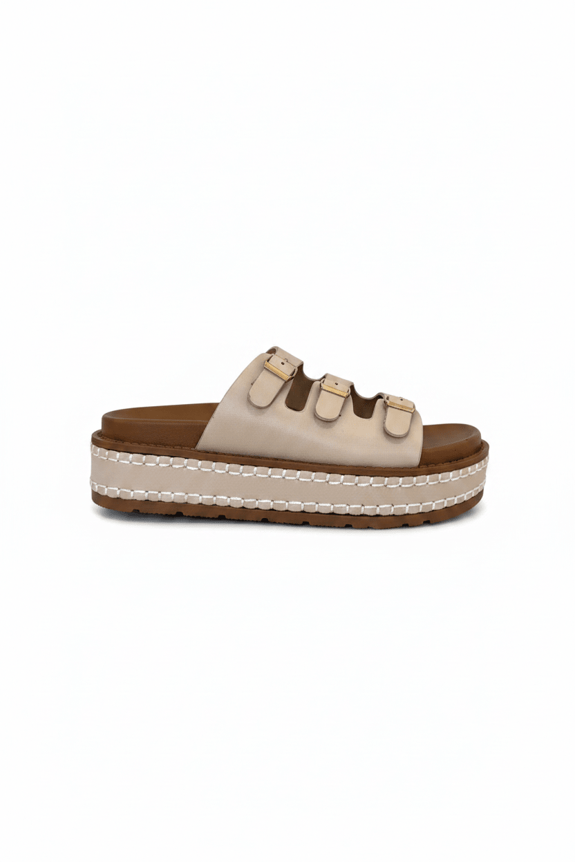 Sandalias Beige Tan Plataforma 15143 Hebilla de mujer Costa Rica - Calzado 365