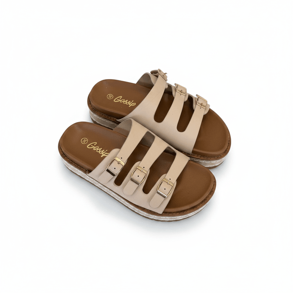 Sandalias Beige Tan Plataforma 15143 Hebilla de mujer Costa Rica - Calzado 365