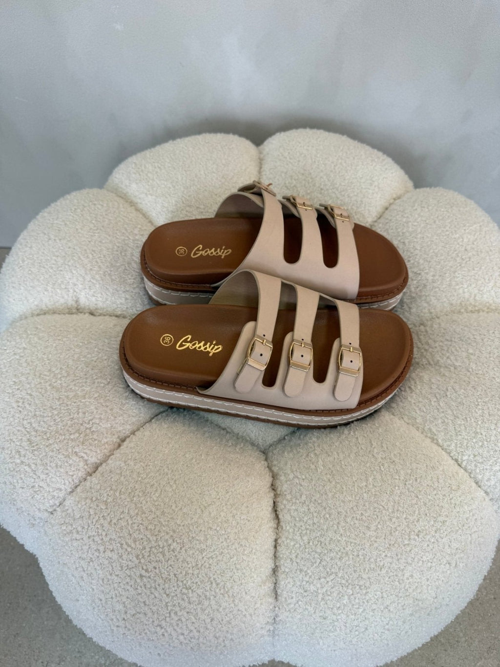 Sandalias Beige Tan Plataforma 15143 Hebilla de mujer Costa Rica - Calzado 365