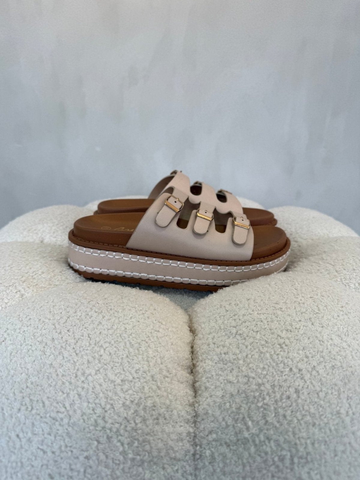 Sandalias Beige Tan Plataforma 15143 Hebilla de mujer Costa Rica - Calzado 365