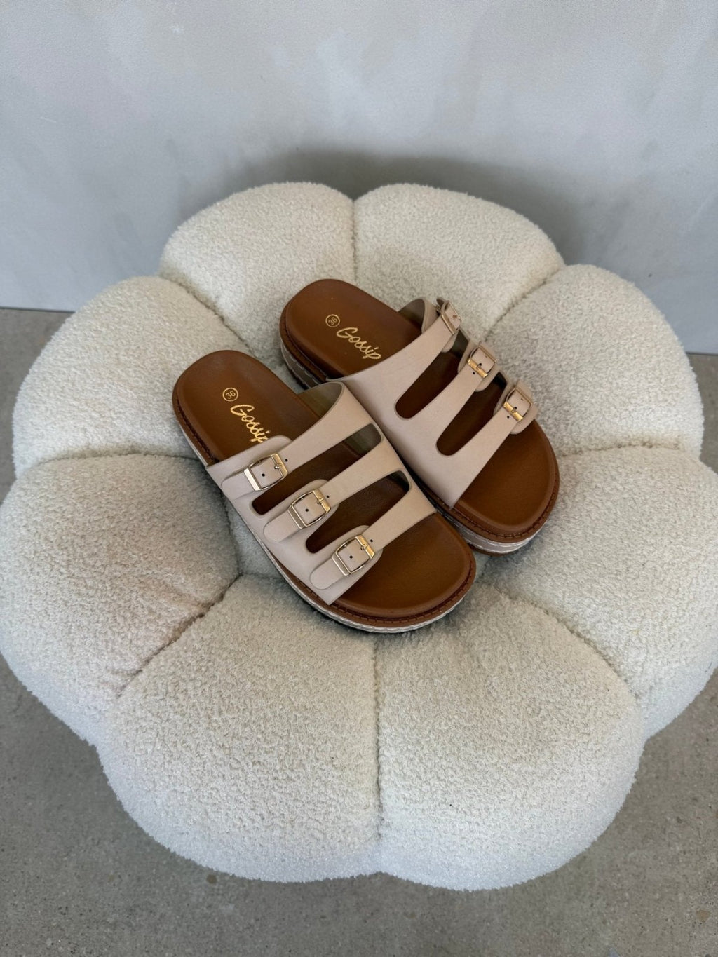Sandalias Beige Tan Plataforma 15143 Hebilla de mujer Costa Rica - Calzado 365