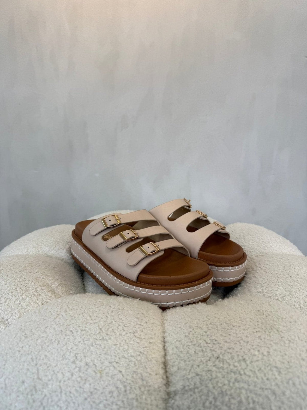 Sandalias Beige Tan Plataforma 15143 Hebilla de mujer Costa Rica - Calzado 365