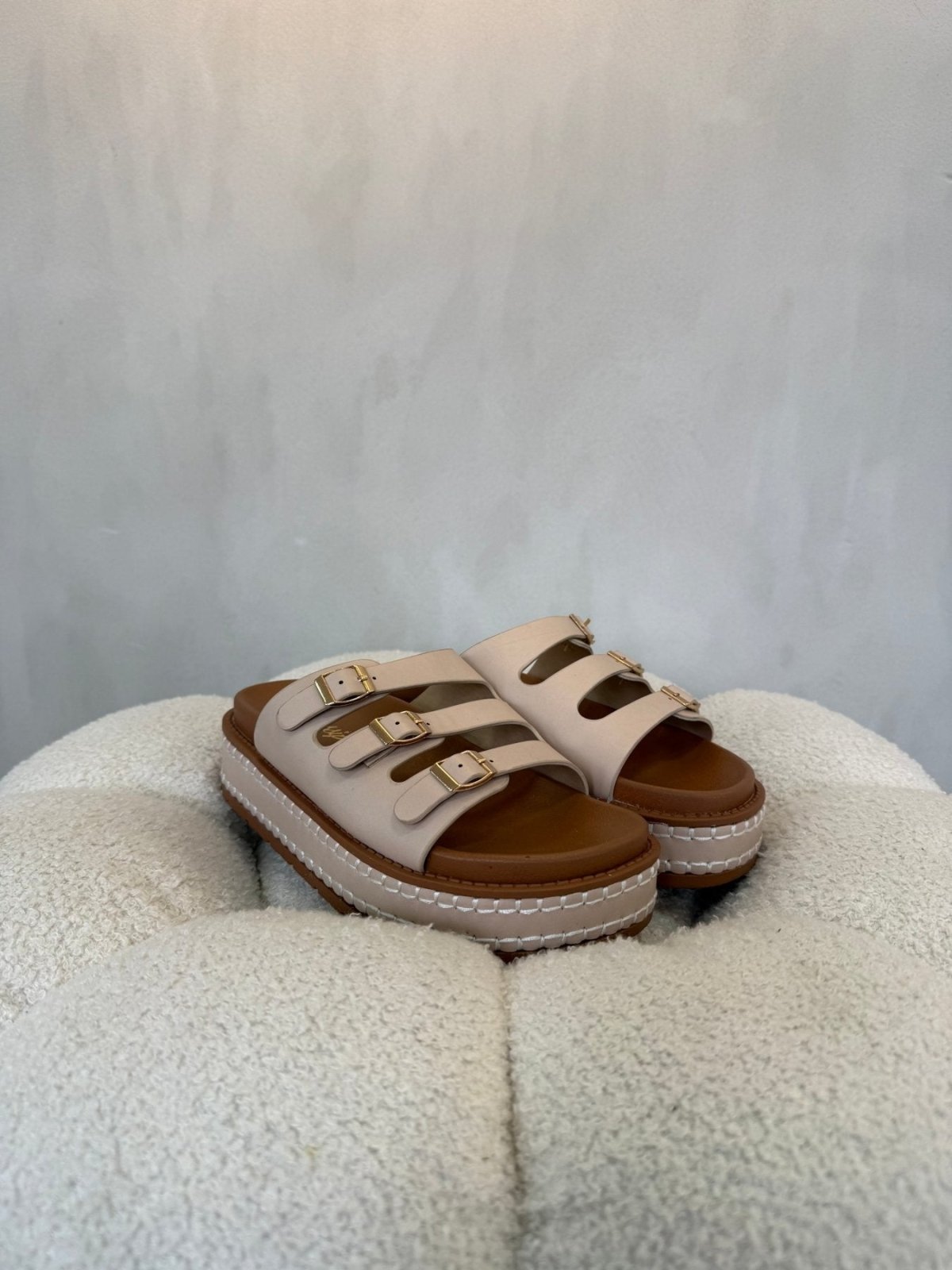 Sandalias Beige Tan Plataforma 15143 Hebilla de mujer Costa Rica - Calzado 365