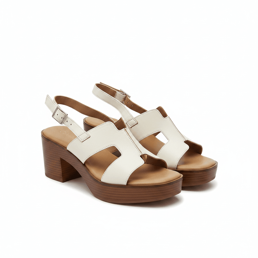 Sandalias Blanco Plataforma 15128 Tacón Medio Correa de mujer Costa Rica - Calzado 365
