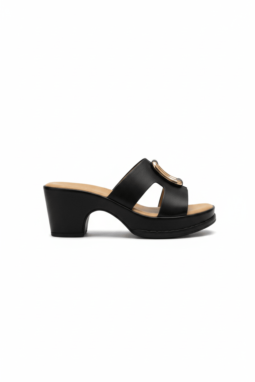 Sandalias Negro 15123 Tacón Medio Casual de mujer CalzaFlex Costa Rica - Calzado 365