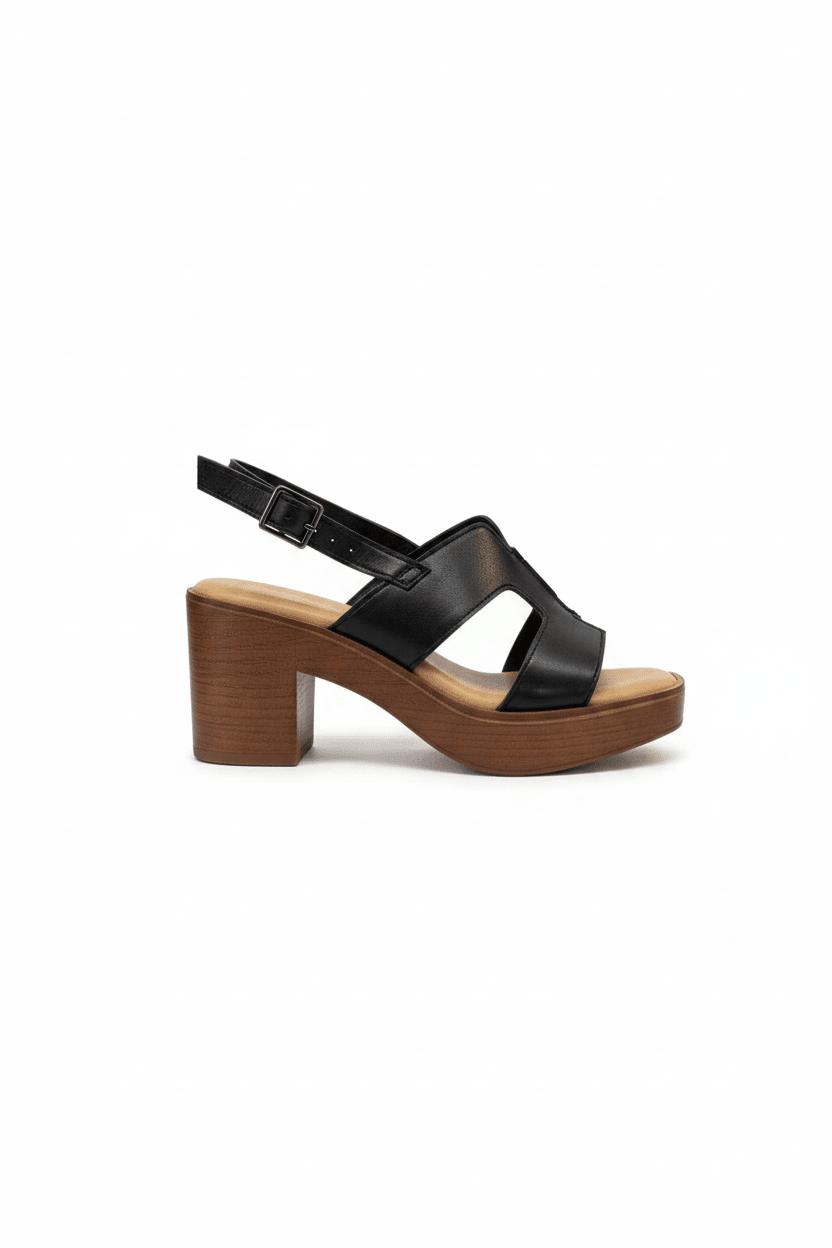 Sandalias Negro 15126 Tacón Medio Hebilla Correa Casual de mujer CalzaFlex Costa Rica - Calzado 365