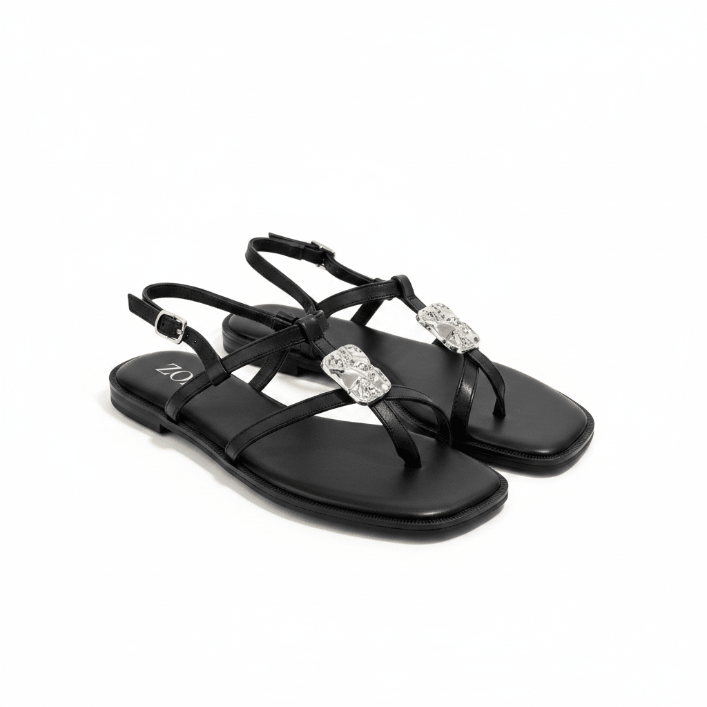 Sandalias Negro Brillos 15061 Correa Slingback Casual de mujer Zoé Brand Costa Rica - Calzado 365