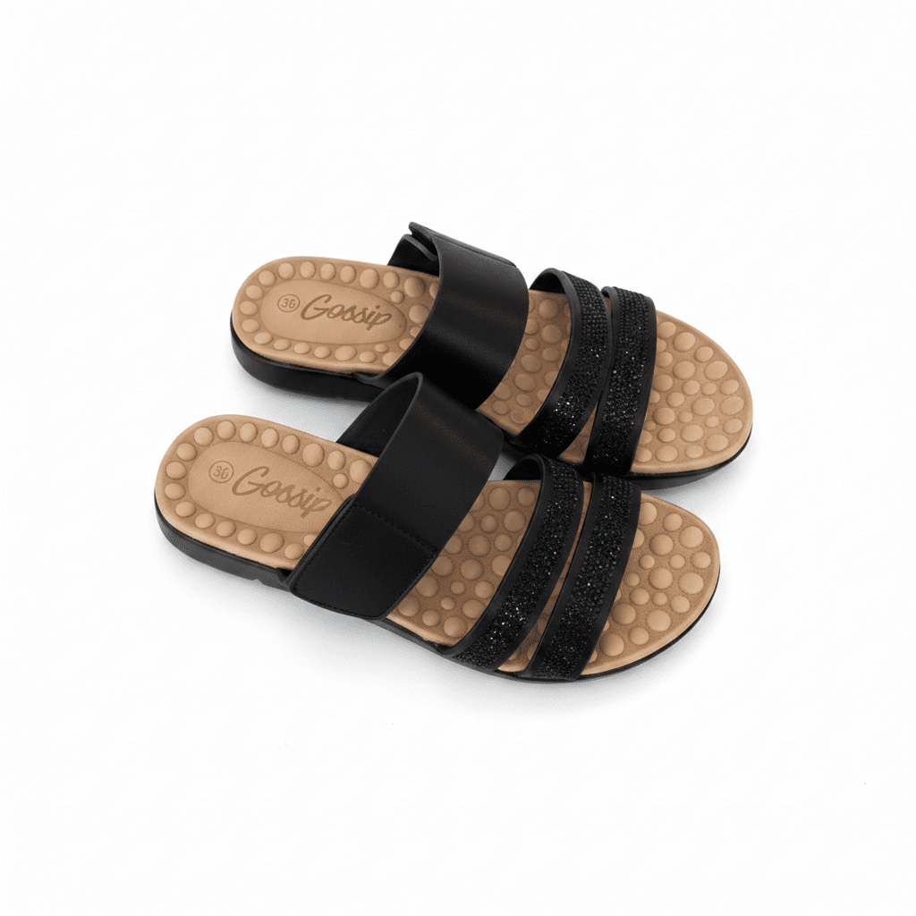 Sandalias Negro Brillos 15148 Correa Casual de mujer Gossip Costa Rica - Calzado 365