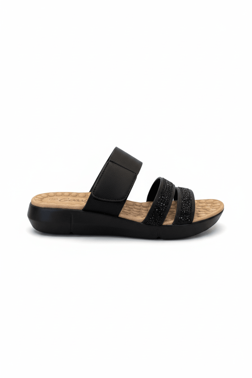 Sandalias Negro Brillos 15148 Correa Casual de mujer Gossip Costa Rica - Calzado 365