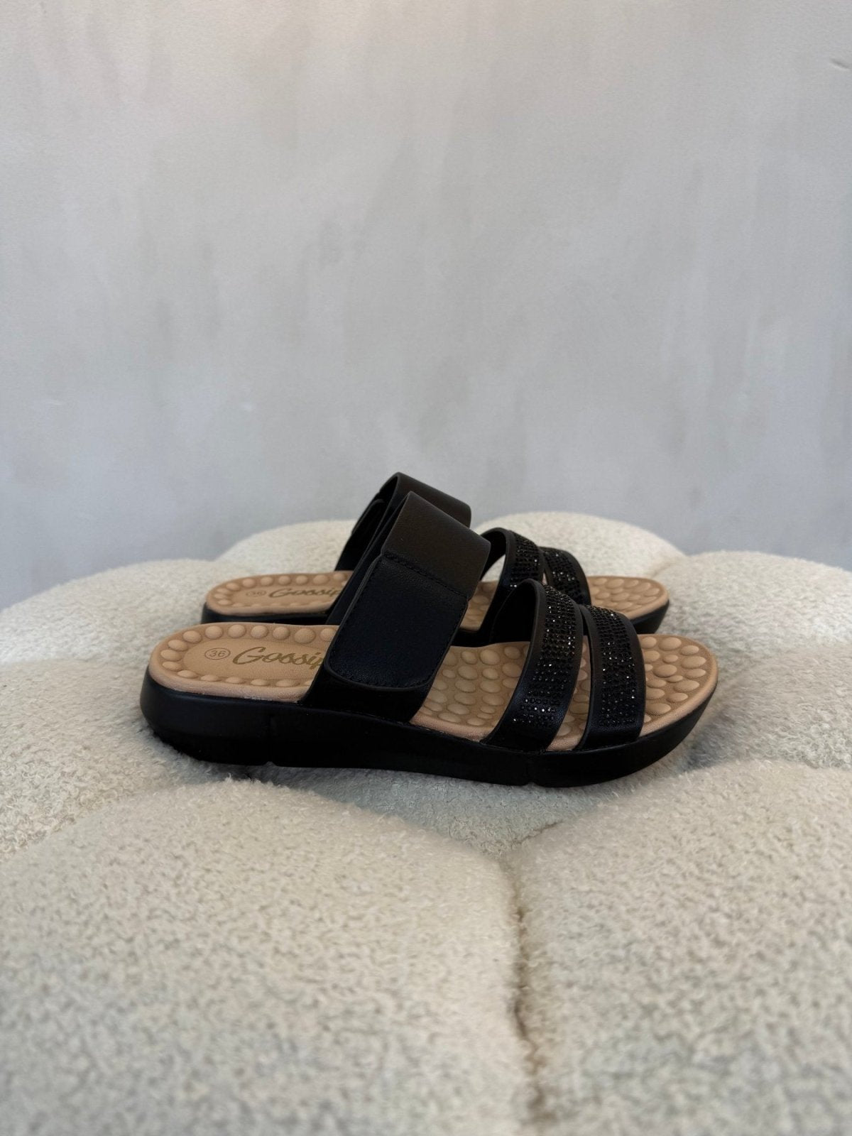 Sandalias Negro Brillos 15148 Correa Casual de mujer Gossip Costa Rica - Calzado 365