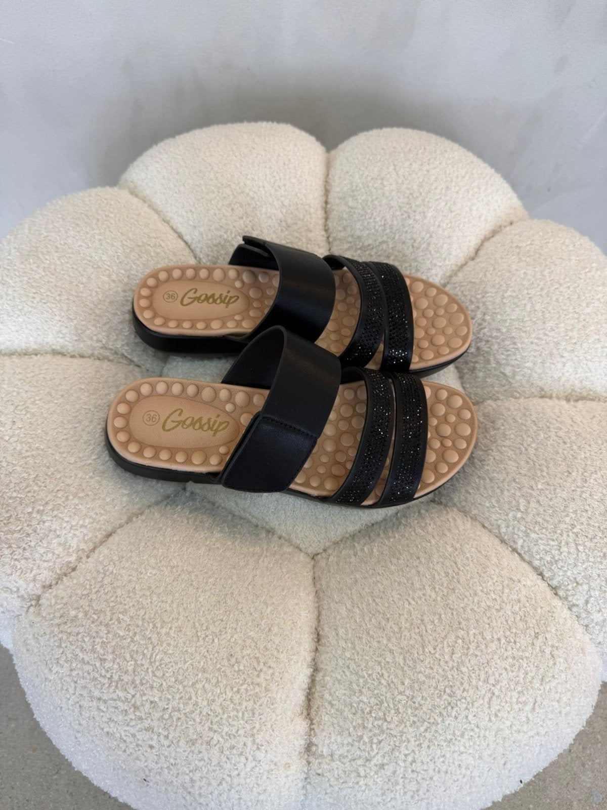 Sandalias Negro Brillos 15148 Correa Casual de mujer Gossip Costa Rica - Calzado 365