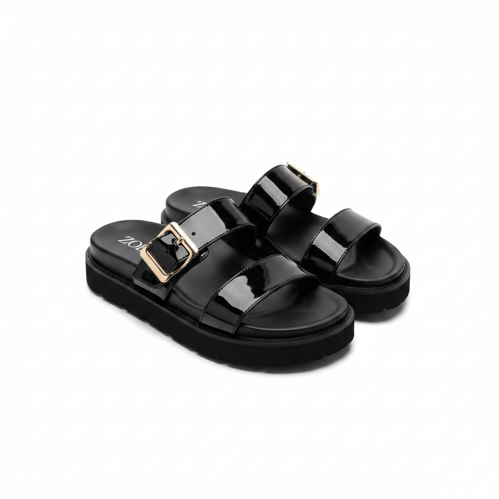 Sandalias Negro Charol 15064 Hebilla Casual de mujer Zoé Brand Costa Rica - Calzado 365