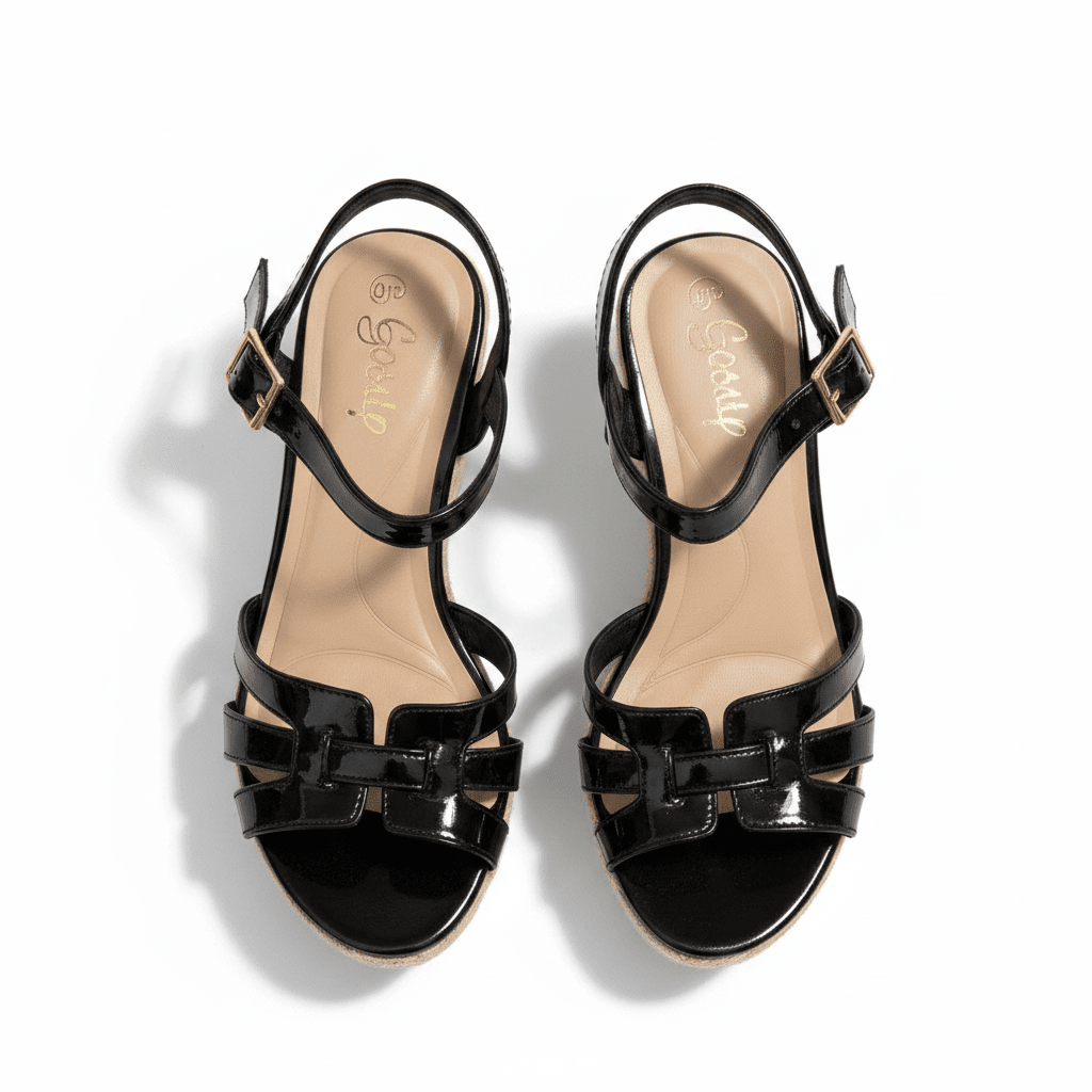 Sandalias Negro Charol Cuña 15135 Hebilla de mujer Costa Rica - Calzado 365