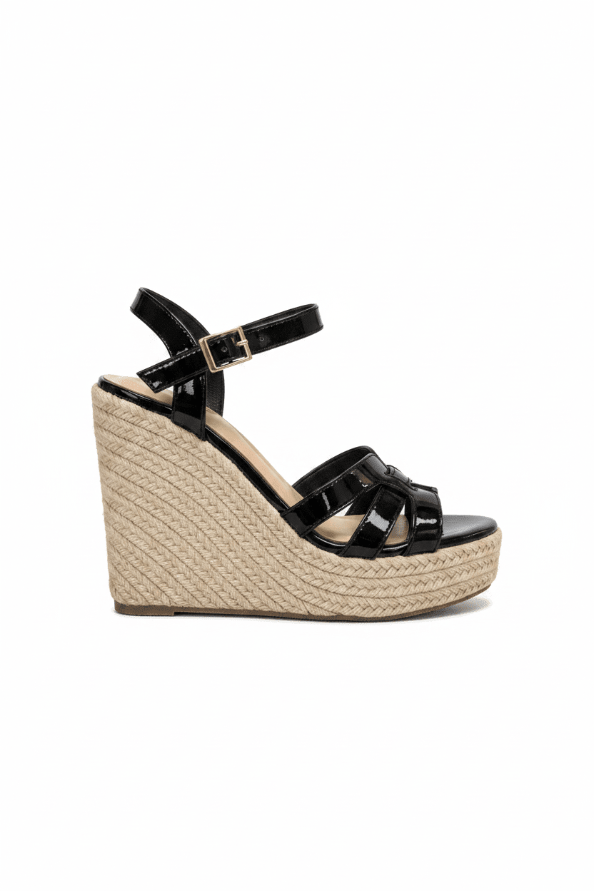 Sandalias Negro Charol Cuña 15135 Hebilla de mujer Costa Rica - Calzado 365