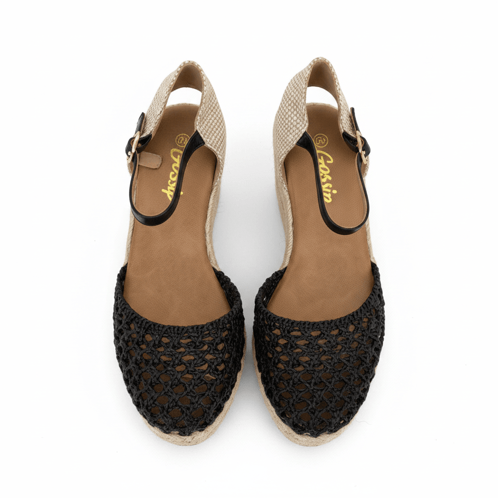 Sandalias Negro Cuña 15129 Hebilla Correa Casual de mujer Costa Rica - Calzado 365