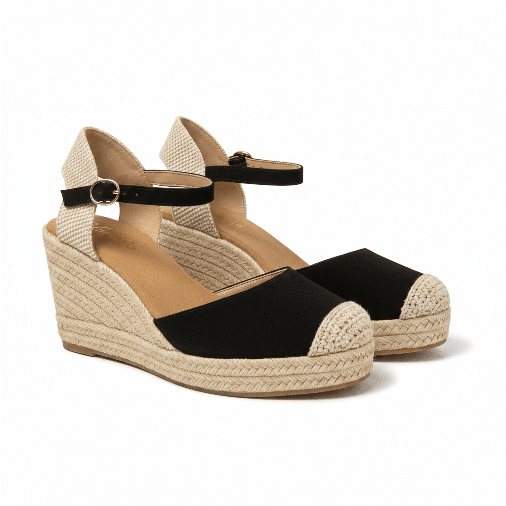 Sandalias Negro Cuña 15132 Hebilla Correa de mujer Costa Rica - Calzado 365